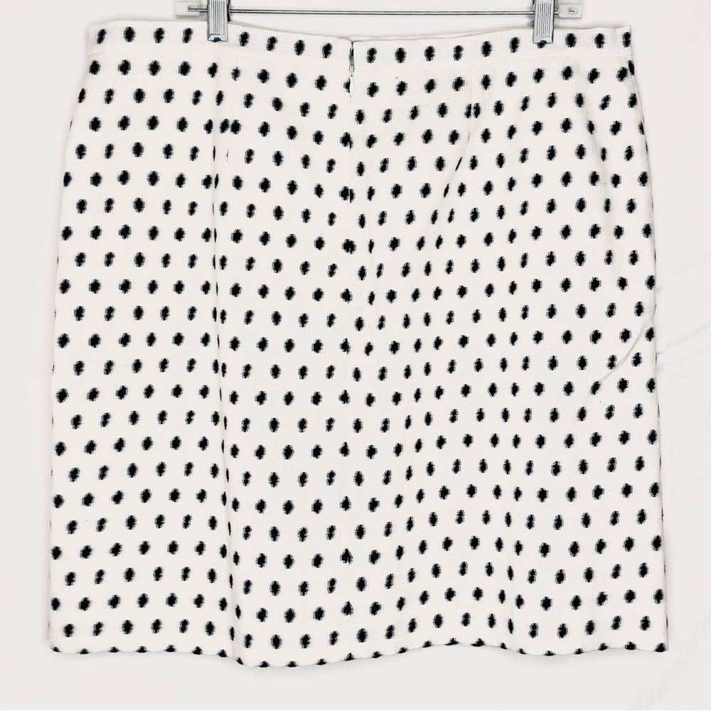 Ann Klein Polka Dot Mini Pencil Skirt Linen Cotton Blend Brocade - Picture 4 of 8